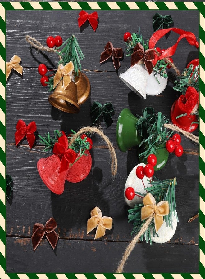 YGDZ 100 PCS Mini Christmas Velvet Bows, Small Bows for Xmas Crafts, 1 Inch Tiny Red Green Brown Velvet Bowknot for Christmas Gift Wrapping, DIY Christmas Decor - Image 3